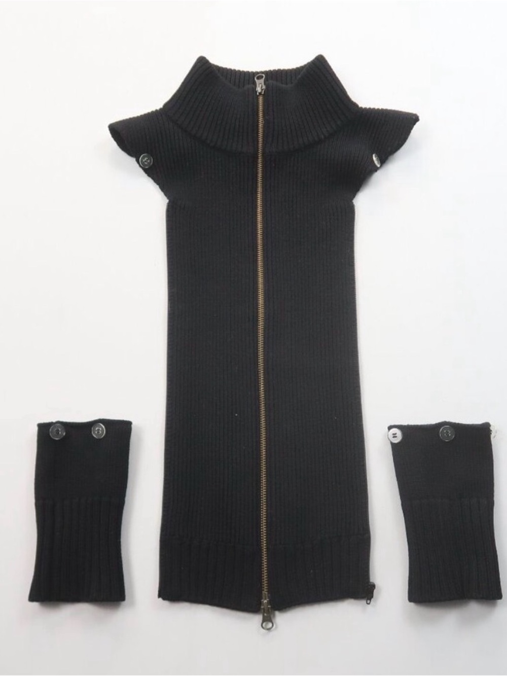 Veronica Beard Uptown Cashmere Wool Ribbed Dickey Black Zip Insert